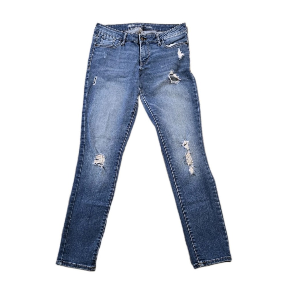 Old Navy Women's The Rock Star Jeans Skinny Distressed Ripped Thighs  31" X 29"